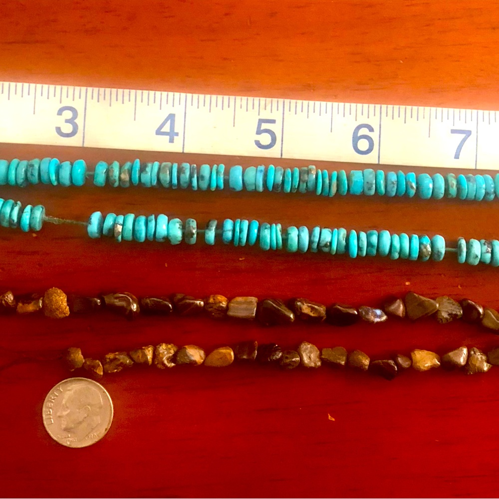 (1) strand of turquoise (has a know in string) & (1) strand of boulder Opal.